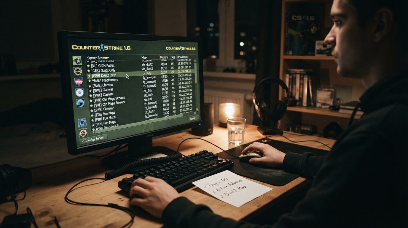 Editorial illustration for counter strike 1.6 online server.