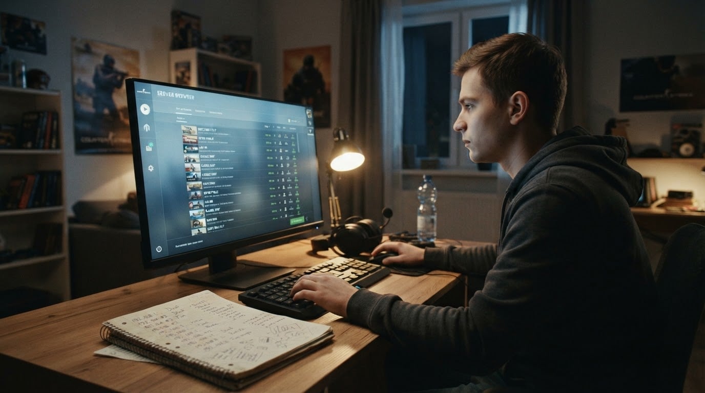 Editorial illustration for play counter strike online.